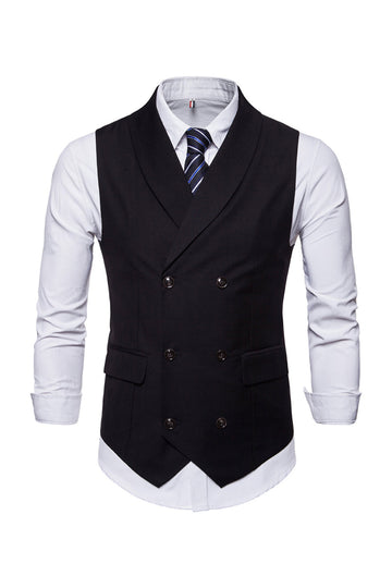 svart dobbel breasted sjal lapel menns dress vest